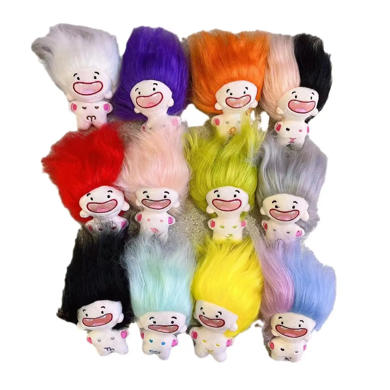 10 cm creativo divertido colorido Pelo Largo muñeco de peluche juguetes de peluche lindo pequeño humano Plushie signos del zodiaco llaveros