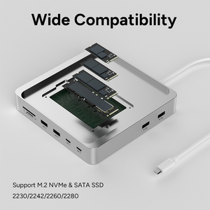 ฮับ USB สำหรับ iMac 24นิ้ว Docking Station M.2 NVMe SATA SSD iMac อุปกรณ์เสริมด้วย HDMI 4K Type 10Gbps SD TF DC Power Adapter