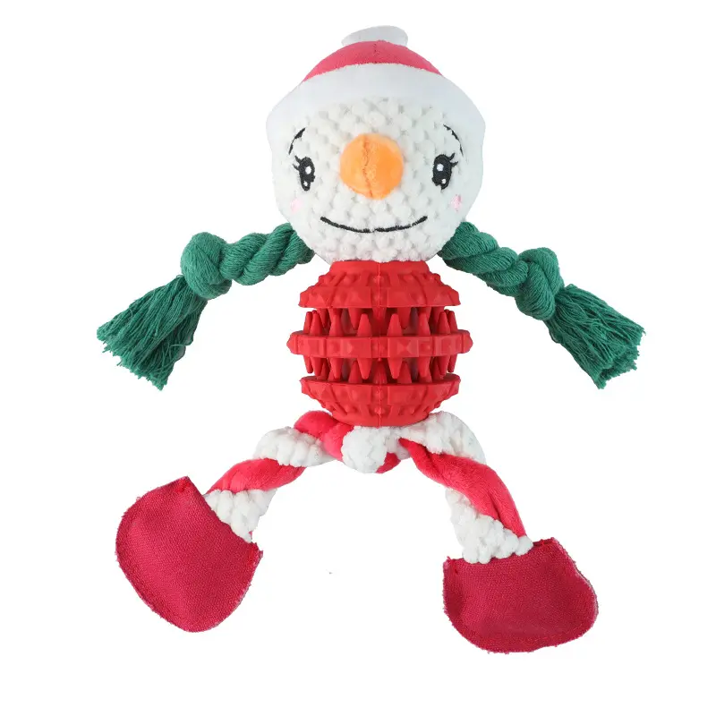 ของเล่นตุ๊กตาตัวสั้น Tpr,เชือกสำหรับสุนัขซานต้ามนุษย์หิมะคริสต์มาส