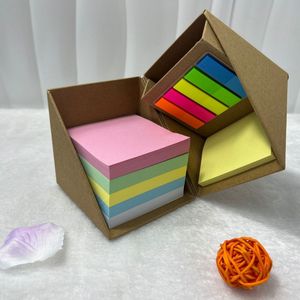 Custom Logo Printing Foldable Square <strong>Cube</strong> Kraft Paper Sticky Notes <strong>Memo</strong> Pad Box with Pen Holder - Product Image 1