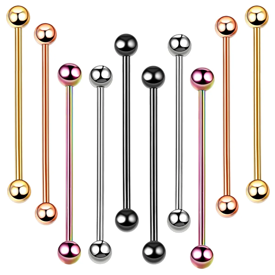 G23 Titanium Industrial Barbell 34/36/38MM Cartilage Ear Piercing 14G Industrial Barbell Earrings Body Piercing