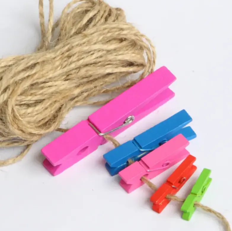 Decorazioni per feste Mini clip mollette in legno colorate appese clip artigianali foto molletta di carta spille colorate in legno
