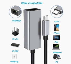 <strong>USB</strong> C Hub <strong>USB</strong> C 3.1 <strong>to</strong> RJ45 Adapter Male <strong>to</strong> Female Converter Hub 1000Mbps - Product Image 4