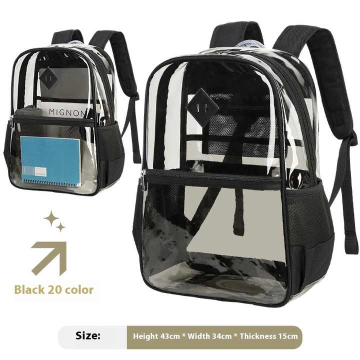 Factory Direct Large Capacity Transparent Backpack Waterproof Feature for Amazon Cross-Border Senior Grade Student Backpack