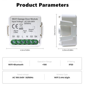 AC100-240V TUYA Mini WIFI Garagentor-Modul-Sets mit Draht Magnets ensor Unterstützung Alexa, Google Home Sprach steuerung, Timer - Product Image 2