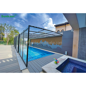 出厂价格坚固稳定的定制铝池外壳，带pc板防紫外线游泳池屋顶 - Product Image 1