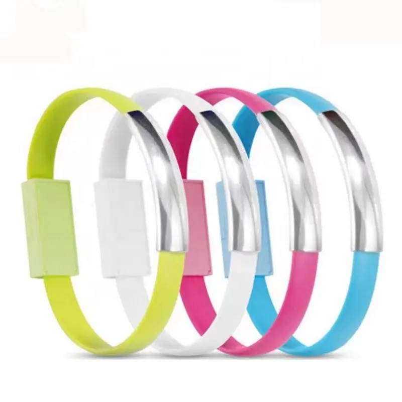 Nouveau style mini câble de charge portable 20/22cm de longueur TPE multicolore usb bracelet chargeur pour iPhone /android /Micro