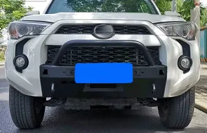 2019 para Toyota para parachoques delantero de 4 corredores con barra de toro negra de acero nueva condición incluye recortes de luz antiniebla - Product Image 4
