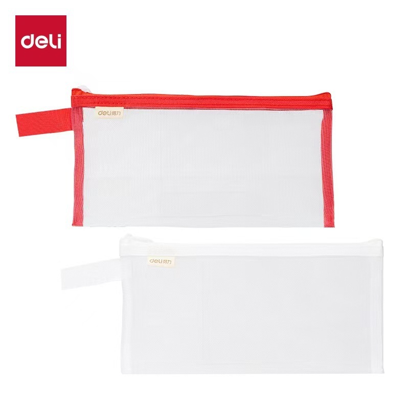 Deli BC386 Mesh Zipper Pencil Case 23*12cm (Mixed Size)