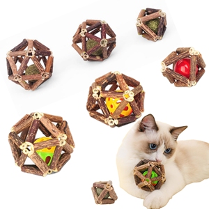 Catnip Toys Natural Silvervine Stick Catnip Ball & Bell Ball-Juguetes para gatos de interior Limpieza de dientes - Product Image 1