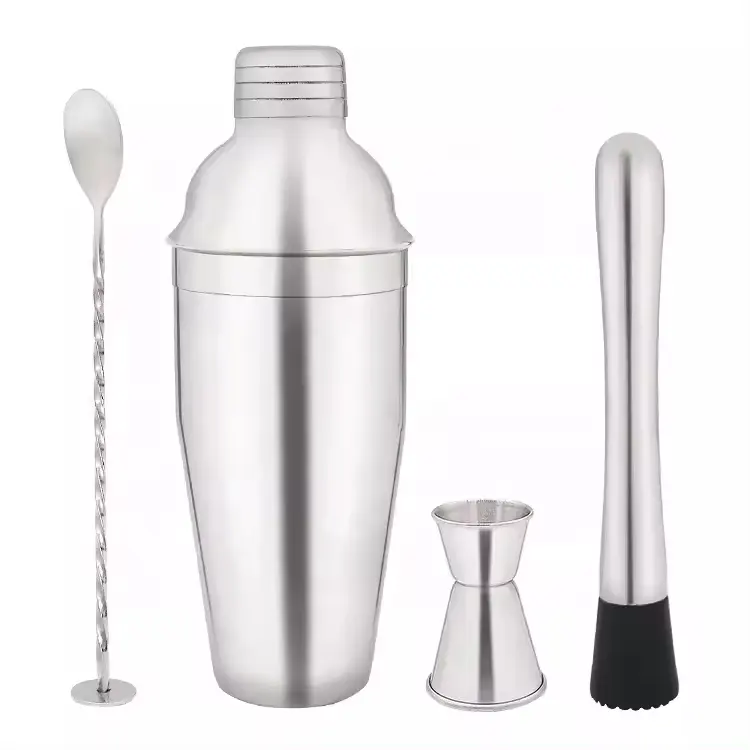 Kit de barman al por mayor de fábrica y juego de herramientas de barra Bar coctelera de acero inoxidable Jigger cucharas retorcidas juego de regalo