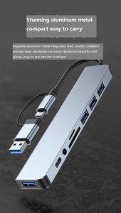 8ใน1ฮับ USB TYPE-C กับ USB-C + USB ไปยัง USB3.0 * 2 + 2.0*2 + sd/tf + 3.5การส่งข้อมูลเสียงสถานีเชื่อมต่อ - Product Image 3