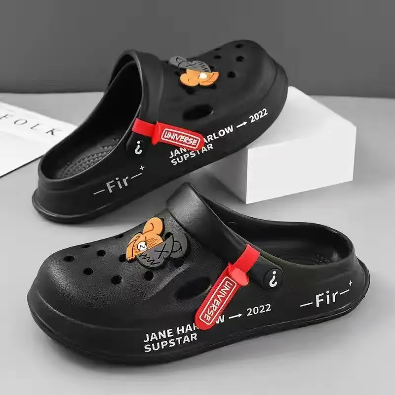 Chaussures à trous d'ours double face pour hommes 2023 New Couple Thick Sole Slippers with Wrapped Toe sandals and Antidérapant Casual Soft