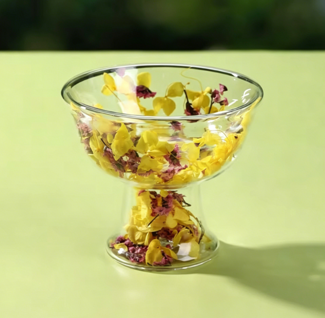 Coupe à glace-pétales rose cristal-jaune