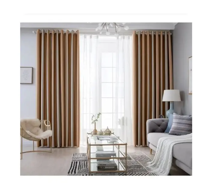 Dest Vorhang Stoff verdunkeln Vorhang Wohnzimmer Luxus-Design feste Farbe Fenster Vorhänge gewebt 100% Polyester modernes Bild