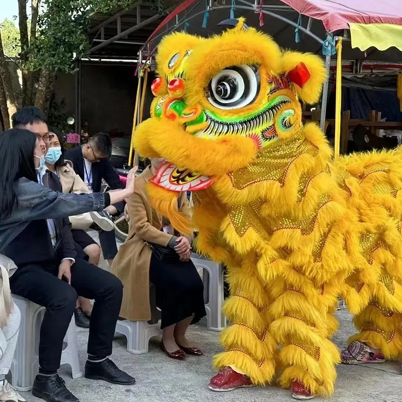 Di alta qualità cinese tradizionale danza del leone di colore arte del nuovo anno adulto drago di peluche Performance autentico leone mascotte Costume