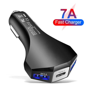 カスタムロゴ7A LEDライトデザイン超高速充電携帯電話タイプC USBポート3 in 1カーチャージャー - Product Image 1