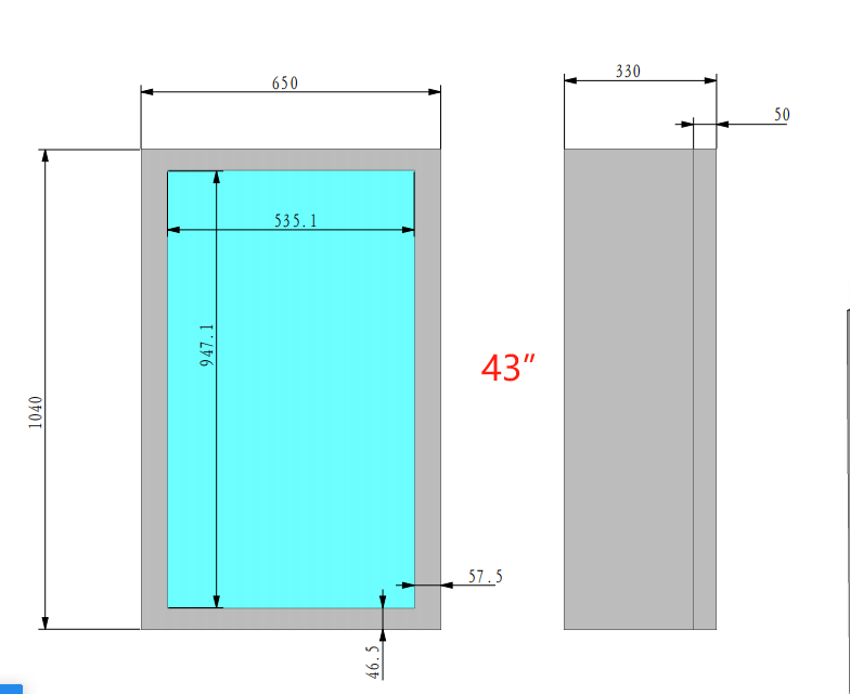 Écran transparent de 43 pouces