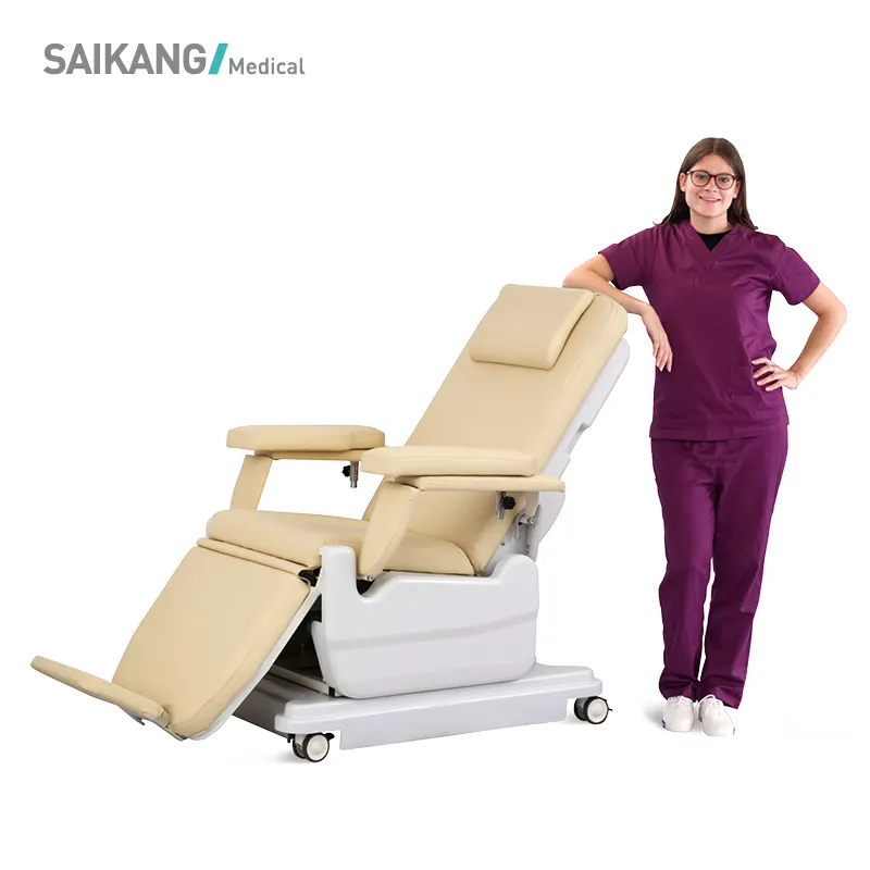 SAIKANG-Silla de diálisis eléctrica para pacientes de Hospital, asiento ajustable con 2 funciones móviles, profesional, reclinable, SKE-131