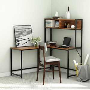 Multifunction Workstation Laptop PC <strong>Table</strong> New <strong>Computer</strong> Desk with Shelf Storage Bookcase and Frame - Product Image 3
