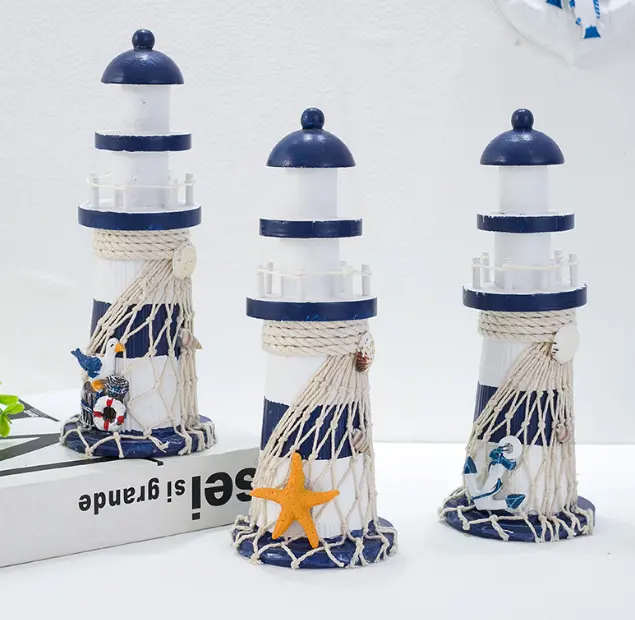 Pezzo di decorazione del modello di vela in legno blu e bianco vela panno barca decorazione della casa decorazione semplice artefatto a vela