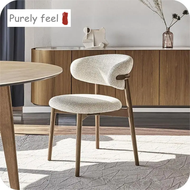 PurelyFeel – chaise de salle à manger en bois massif, moderne, simple, tissu nordique, dossier de salon artistique