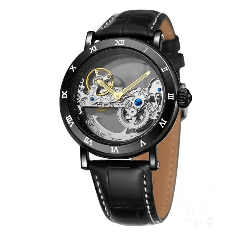 Bracelet tout en cuir noir