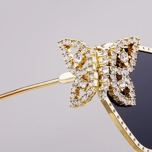 KAJILA 2025 moda fantezi tasarımcı özel Logo çift işın kelebek elmas Metal UV400 Shades kadınlar için güneş gözlüğü güneş gözlüğü - Product Image 4