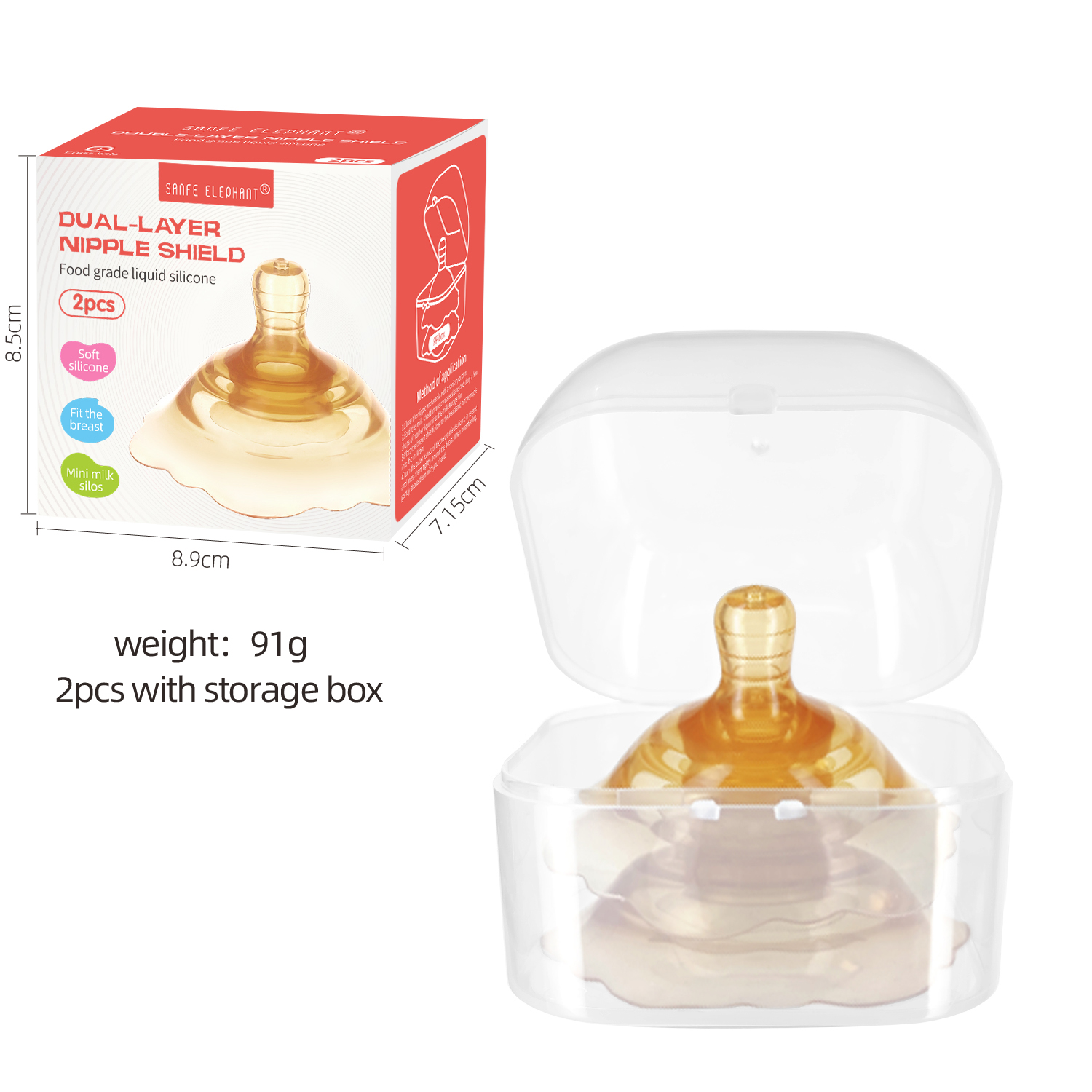 Bouclier nano de mamelon du sein 2pcs avec la boîte