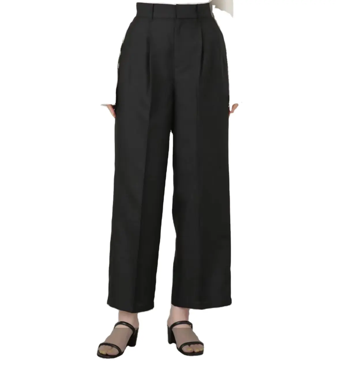 New autumn and winter black floor mopping loose fitting high waisted drape pants Women's wide leg pants Commuter suit pants