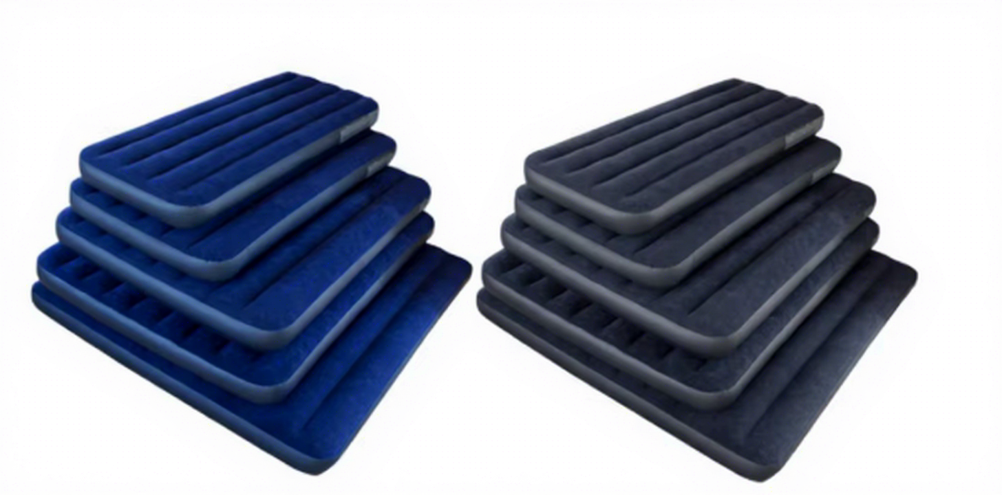 Direct pull flocked inflatable mattress-blue