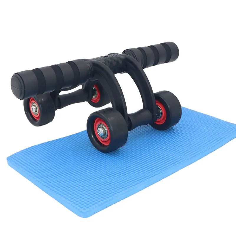 Nuevo diseño portátil ejercicio en casa entrenamiento de fuerza central 4 ruedas AB ejercicio abdominal rueda rodillo con soporte para codo