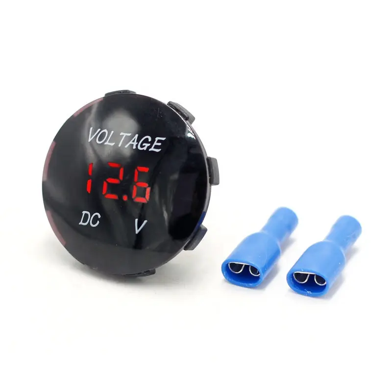 DC 12V 24V Mini Digital Voltmeter Ammeter Waterproof Blue Led Voltmeter Round Display Automotive Replacement Voltmeter For Car