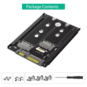 Dual <strong>M</strong>.<strong>2</strong> <strong>B</strong> <strong>Key</strong>/<strong>B</strong>&amp;<strong>M</strong> <strong>Key</strong> SSD to <strong>2</strong>.5&quot; SATA III with Frame Bracket - Retain MSATA SSD As 7mm <strong>2</strong>.5&quot; SATA Drive - Product Image 5