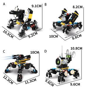 WOMA TOYS C5017 bambino educativo fai da te creativo plastica deformata blocco di costruzione mattone 4 in 1 trasformazione robot mecha mech kit set - Product Image 2