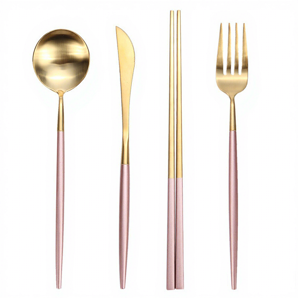 Ensemble 4 pièces en or rose (baguettes)