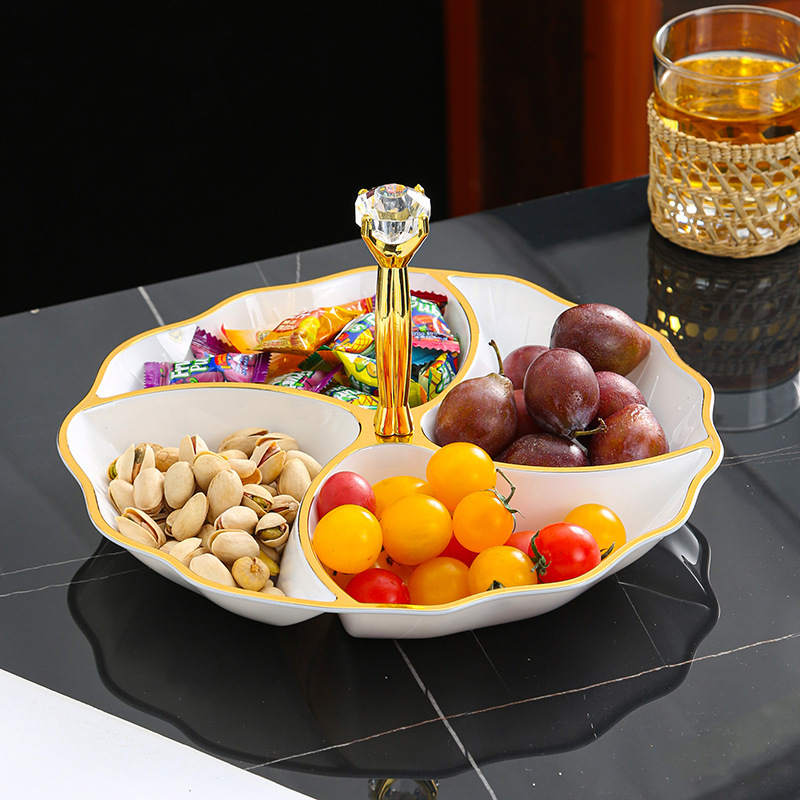 Blanc crème avec bordure dorée (poignée diamant)