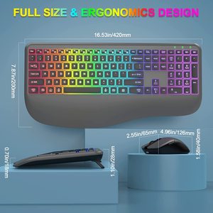 Eyboard e ireless, Ombo con 7 Colors acklit, Rist Rest, 2,4G recargable - Product Image 3