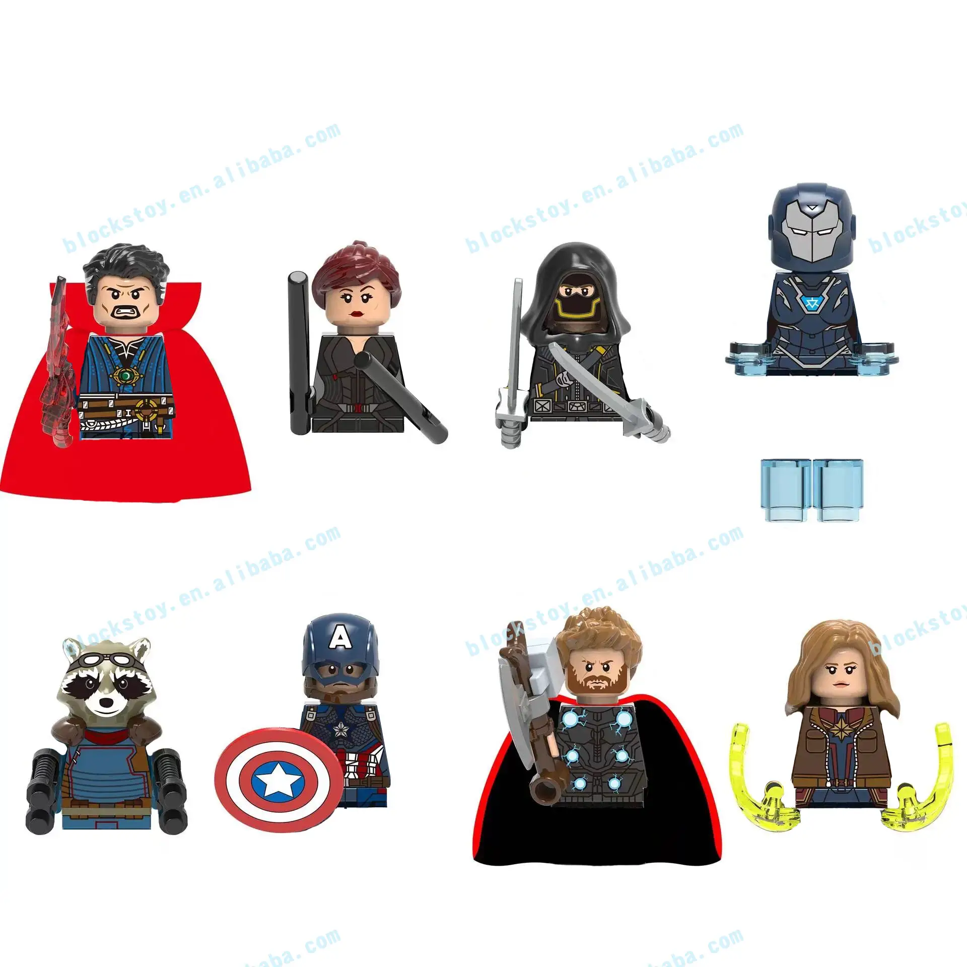 Superhéroes película capitán Thor mapache pimienta Hawkeye Viuda Negra Mini bloques de construcción figuras para niños juguetes Juguete X0258