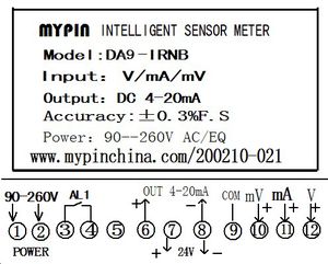 MYPIN (DA9-IRNB) DA Series Universal <strong>Sensor</strong> Indicator <strong>Analog</strong> <strong>Output</strong> 4-20mA <strong>Temperature</strong> <strong>Sensor</strong>