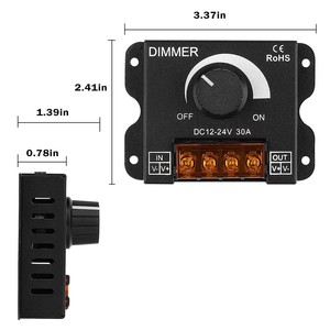 DC 12V/24V 30A PWM manopola di regolazione luminosità Dimmer striscia luce LED per luce a singolo colore LED - Product Image 5
