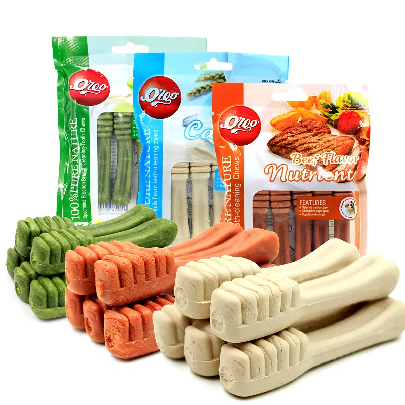 ORGOブランドソースファクトリーペット犬歯ブラシおもちゃチューボーンビーフフレーバー歯科用ボーンドッグチュートリートペット犬チューボーン