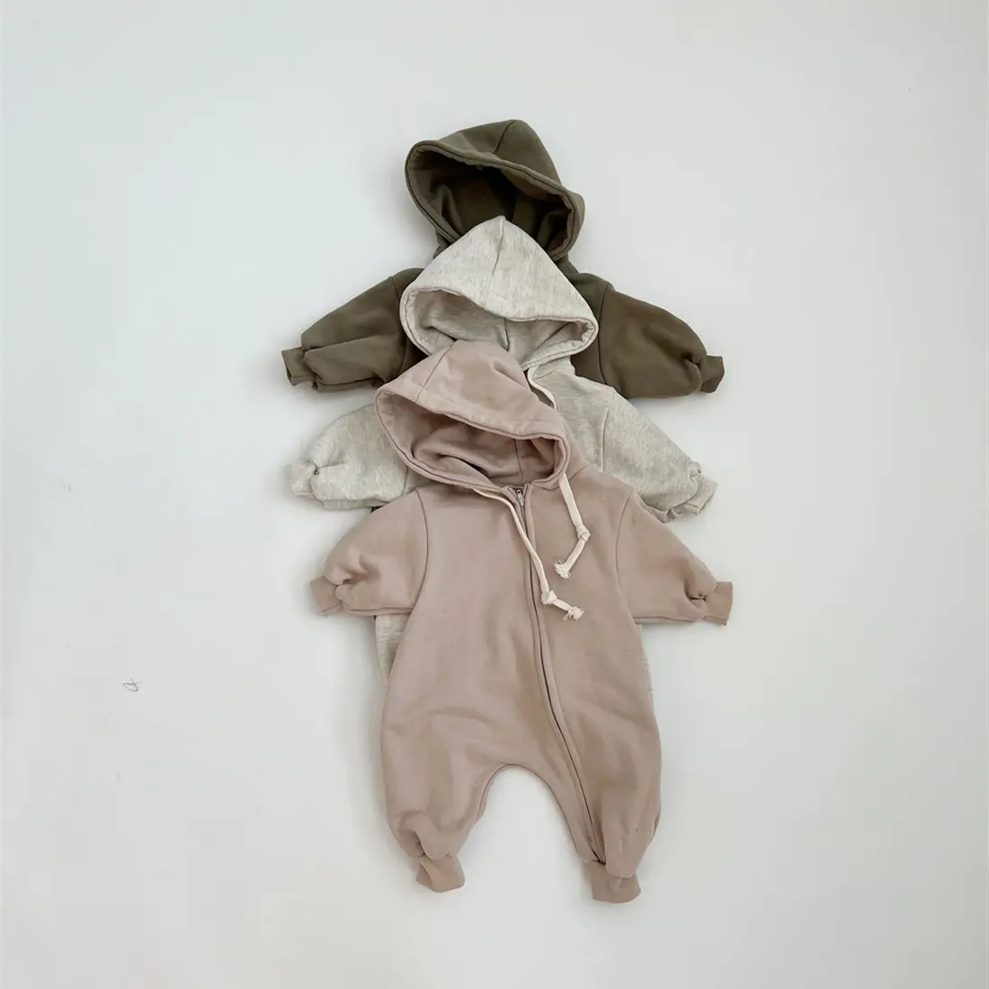 شعار مخصص الملابس المتضخم القلنسوة هوديس بذلة طفل طفل فقاعة رومبير القطن العضوي ملابس الطفل