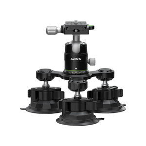 DSLRカメラトリプルサクションカップベースユニバーサルボールヘッドマウント、カービデオ撮影用 - Product Image 1