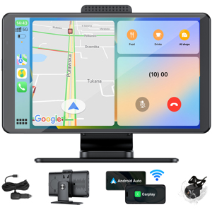 音声制御、フリーハンズ-7 "ワイヤレスカープレイ付きポータブルカーラジオ & Android Auto、ミラーリンク、ビデオプレイ、マップナビゲーション、リアカム - Product Image 1