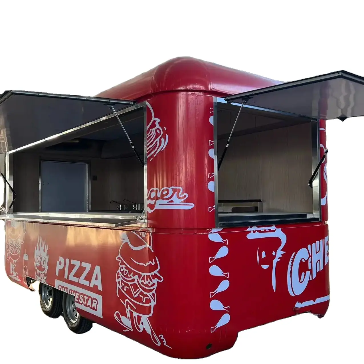 Thực phẩm điện xe tải di động nhà bếp với máy pha cà phê ba bánh thực phẩm Trailer cho BBQ và cà phê
