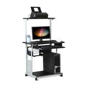 Vekin Furniture 2 Tier <strong>Computer</strong> Desk Home Office Desk <strong>Computer</strong> Workstation <strong>Rolling</strong> Study PC Laptop <strong>Table</strong> with Tray - Product Image 1
