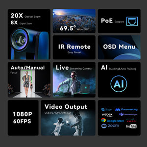 Professionelles Live-Streaming-System mit KI-gestützter Auto-Tracking-Funktion, 20X/30X Zoom, NDI POE PTZ-Kamera und Joystick-Controller für Broadcast-Anwendungen - Product Image 2