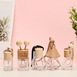 In Stock Square 5ml <strong>8ml</strong> 10ml Hollow-Carved Glass Car Decorative Hanging Diffuser <strong>Bottles</strong> Empty Perfume Square Car <strong>Cap</strong> Design - Product Image 2