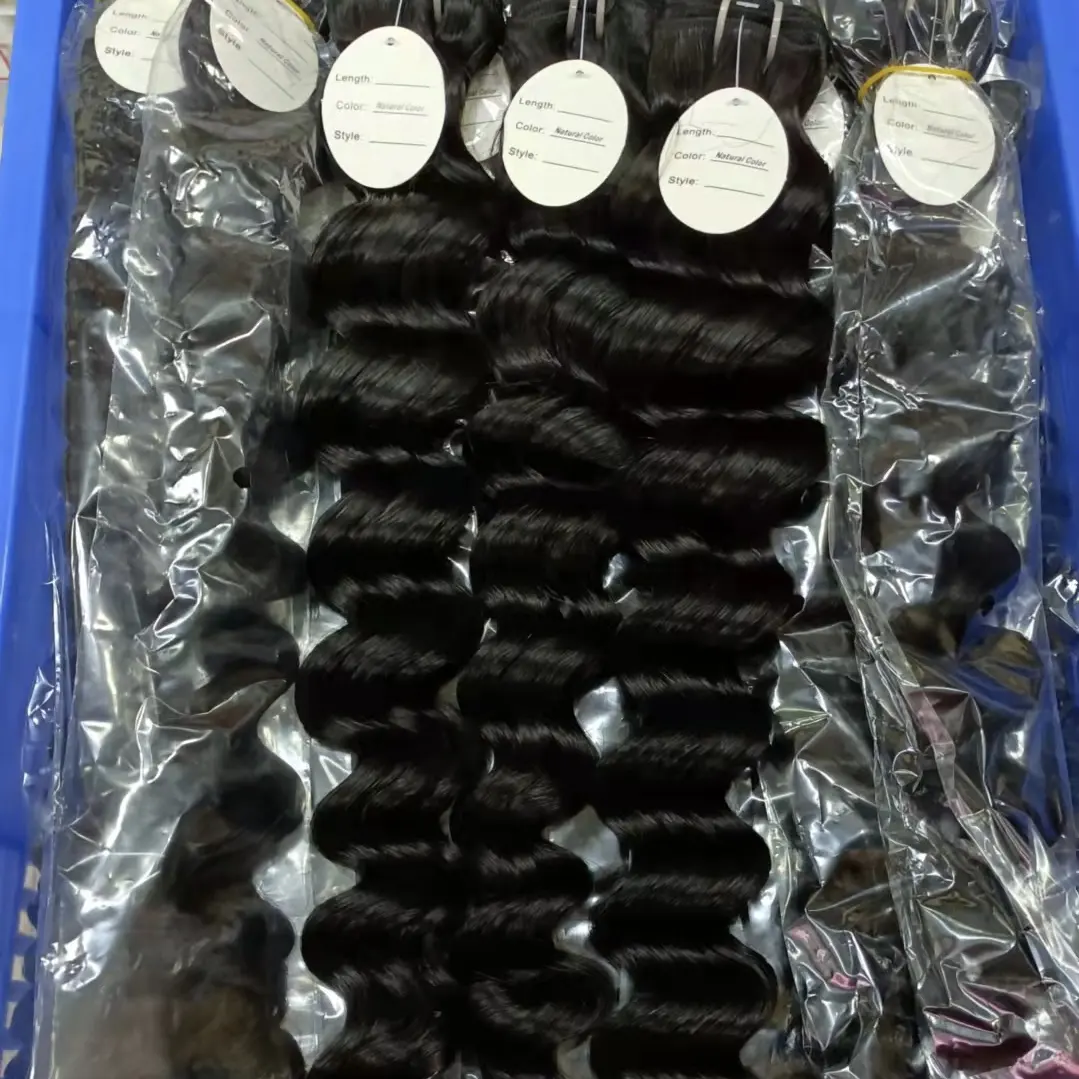 Bán buôn nguyên liệu tóc Ấn Độ các nhà cung cấp tự nhiên Trinh Brazil lớp biểu bì phù hợp bó tóc con người mở rộng tóc